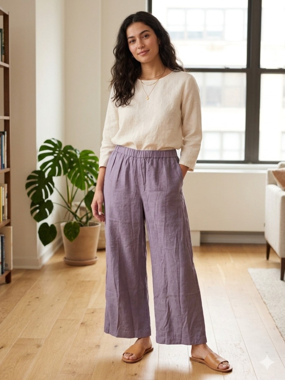 NWT Madewell Lavender Wide-Leg Pull-On Pants